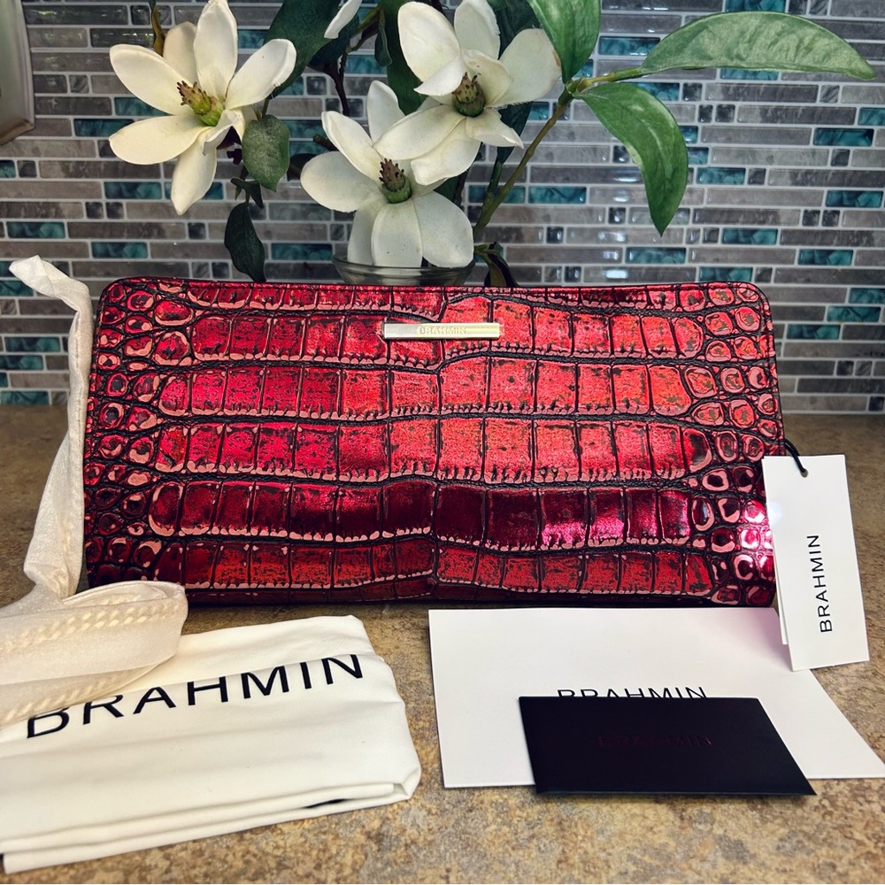 Brahmin Red Crocodile Embossed Women's Clutch